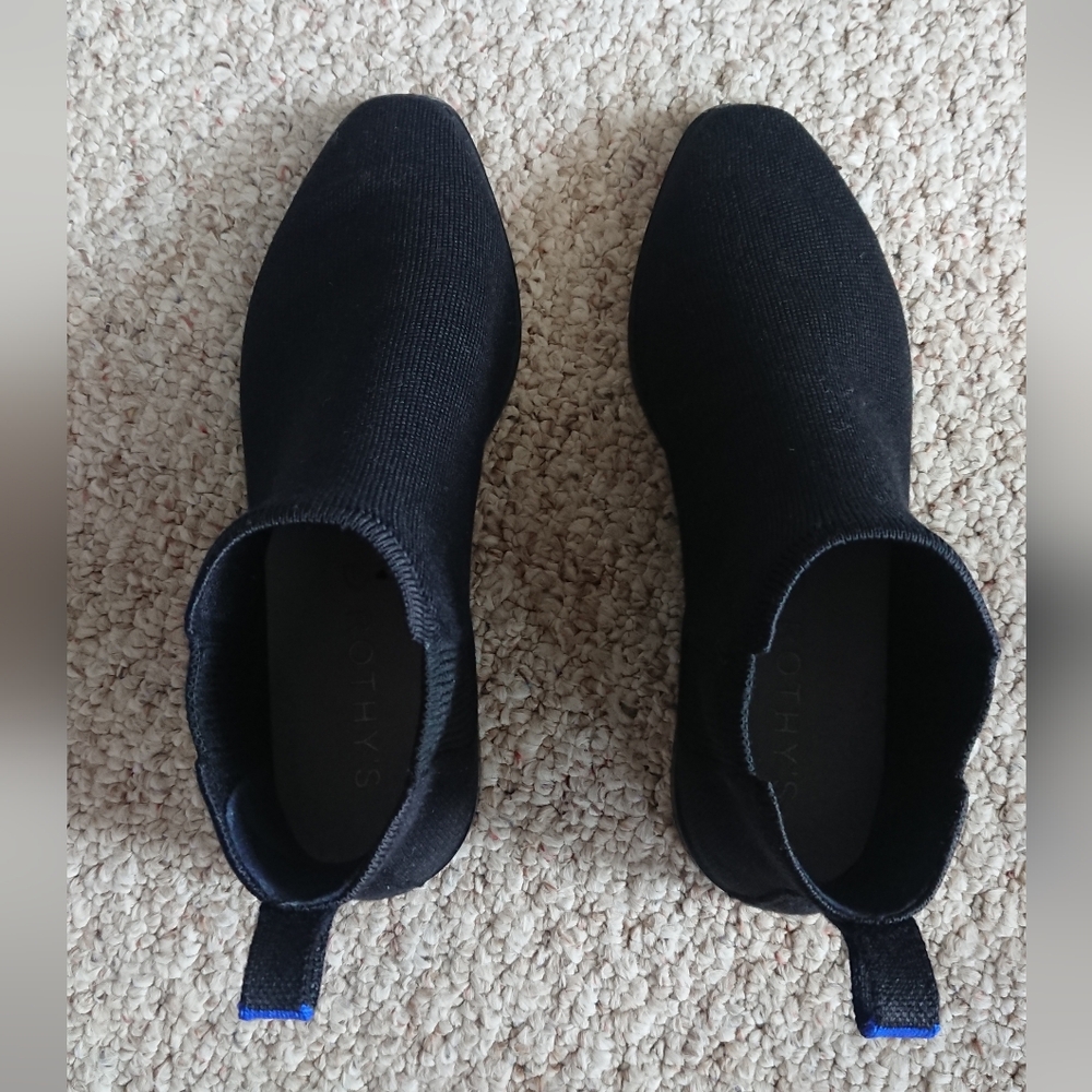 Rothy's black merino wool sustainable Washable Chelsea Ankle Boots Sz 9.5 - Picture 4 of 15
